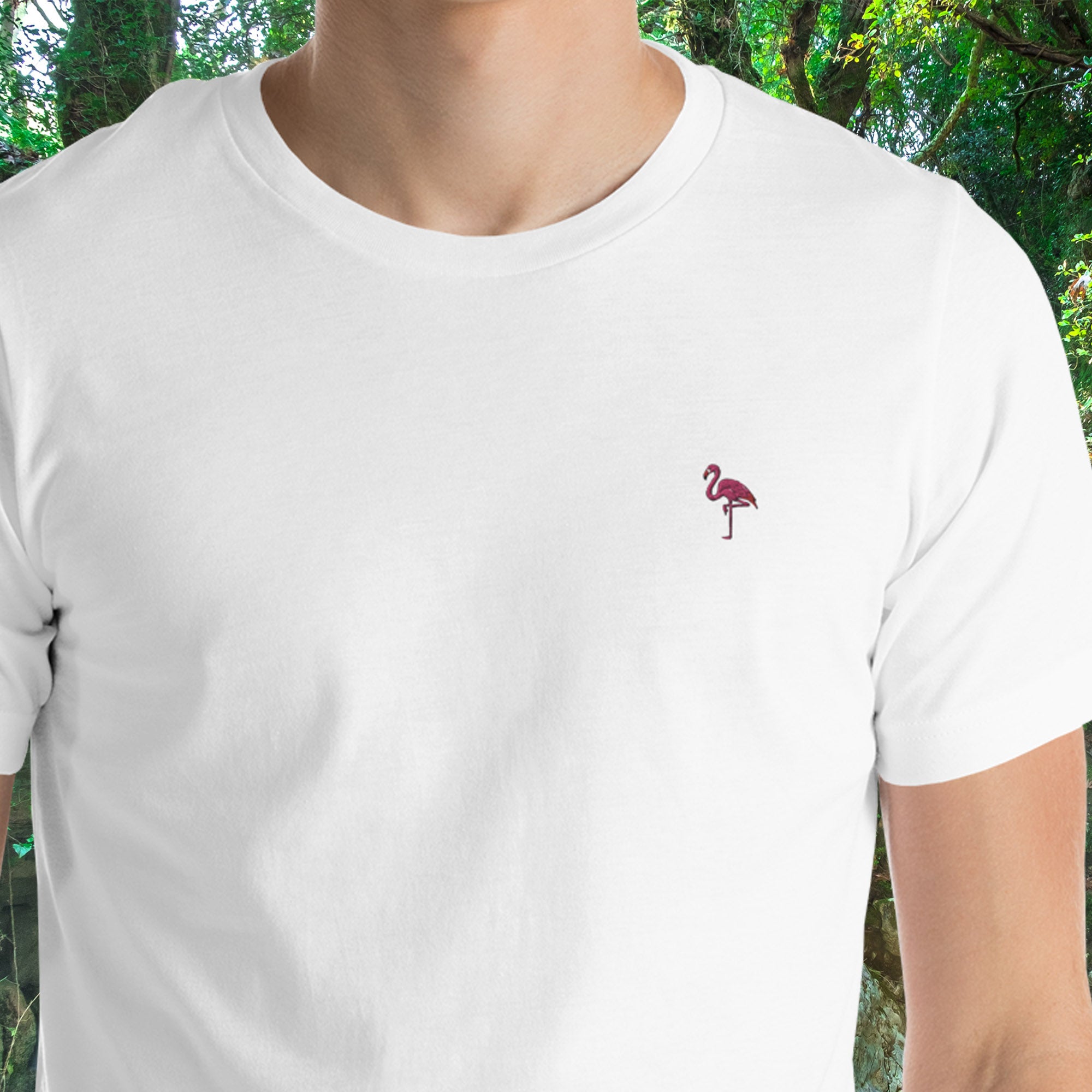 Pink Flamingo Embroidered Unisex T-Shirt