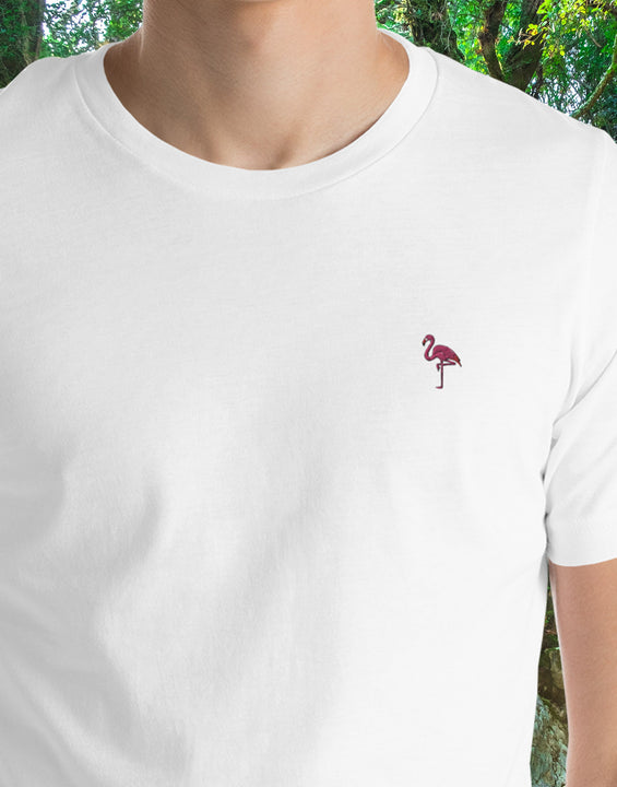 Pink Flamingo Embroidered Unisex T-Shirt