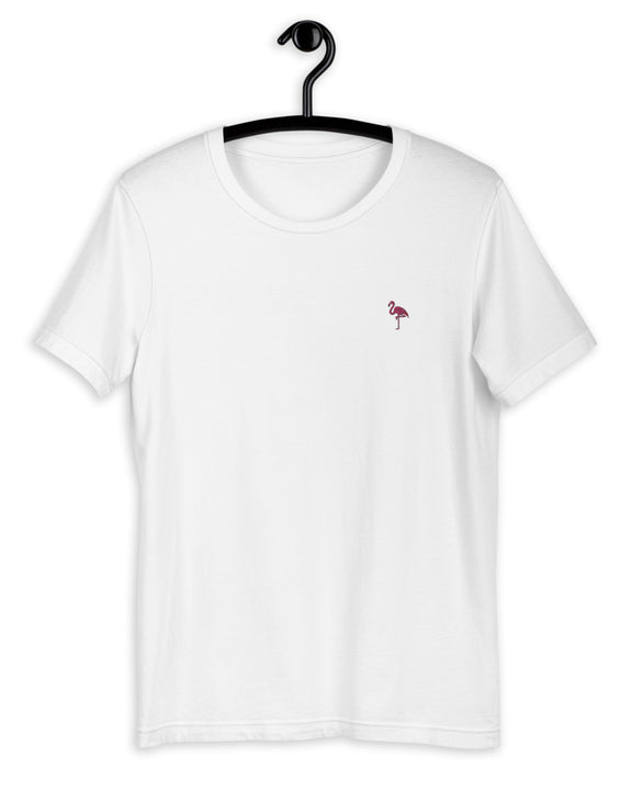 Pink Flamingo Embroidered Unisex T-Shirt