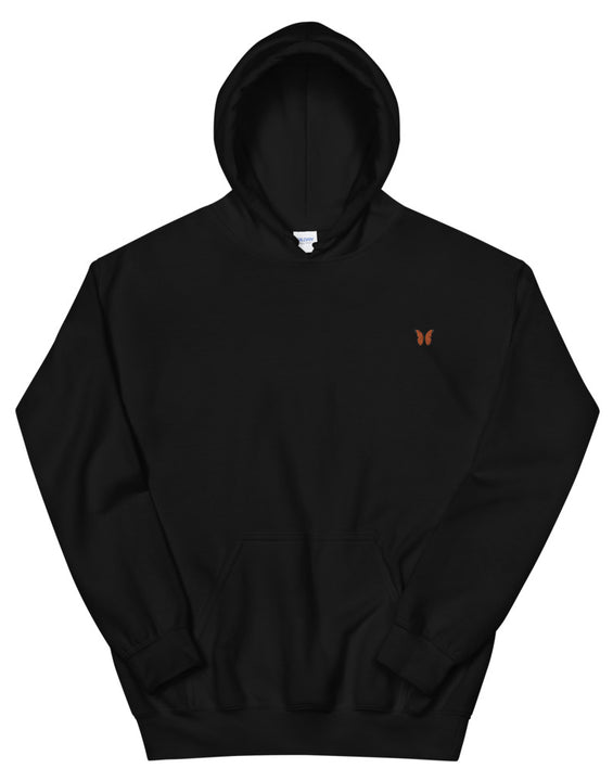 Orange Butterfly Embroidered Hoodie