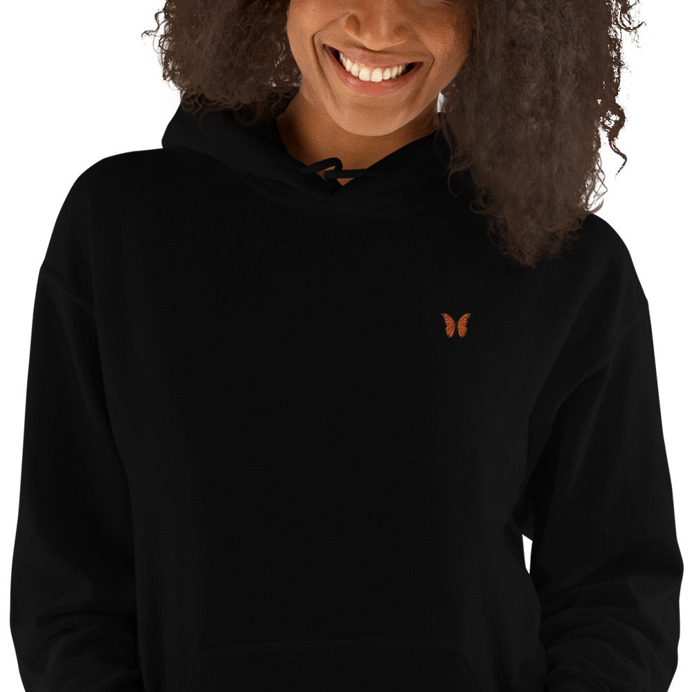 Orange Butterfly Embroidered Hoodie