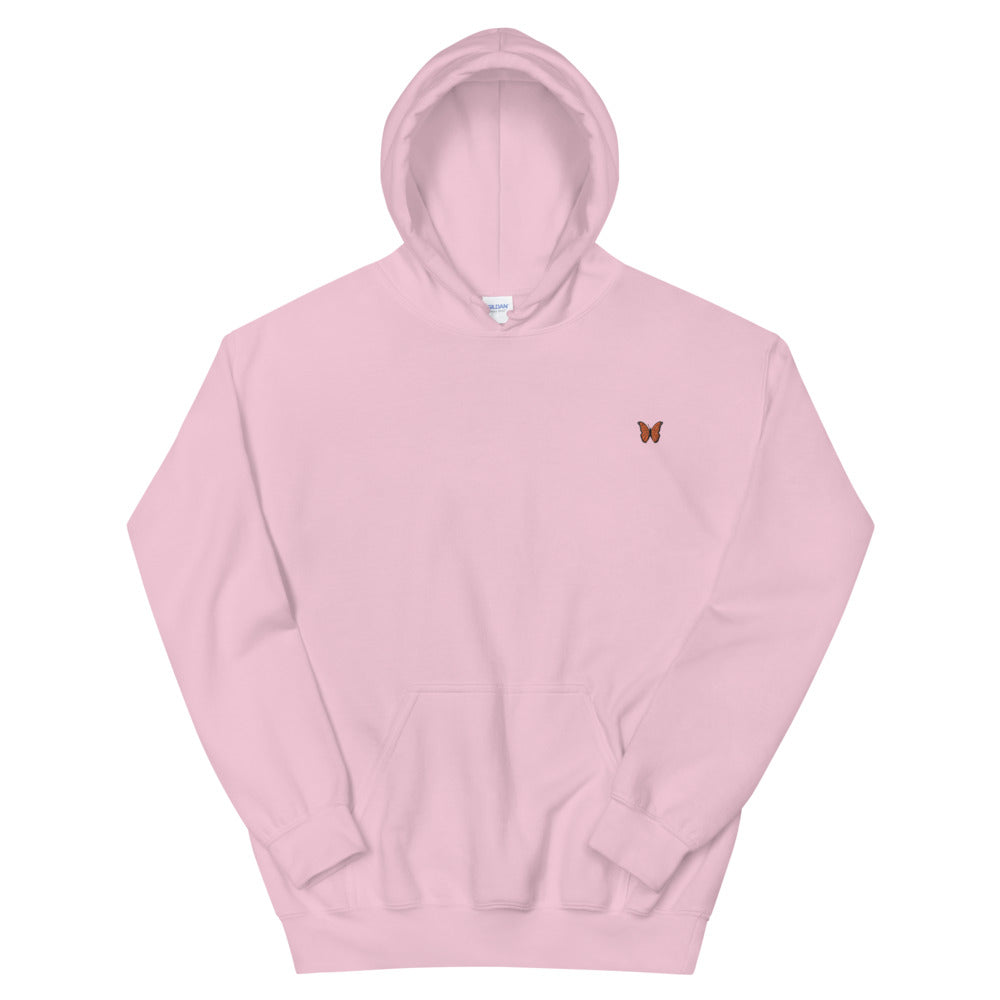 Orange Butterfly Embroidered Hoodie