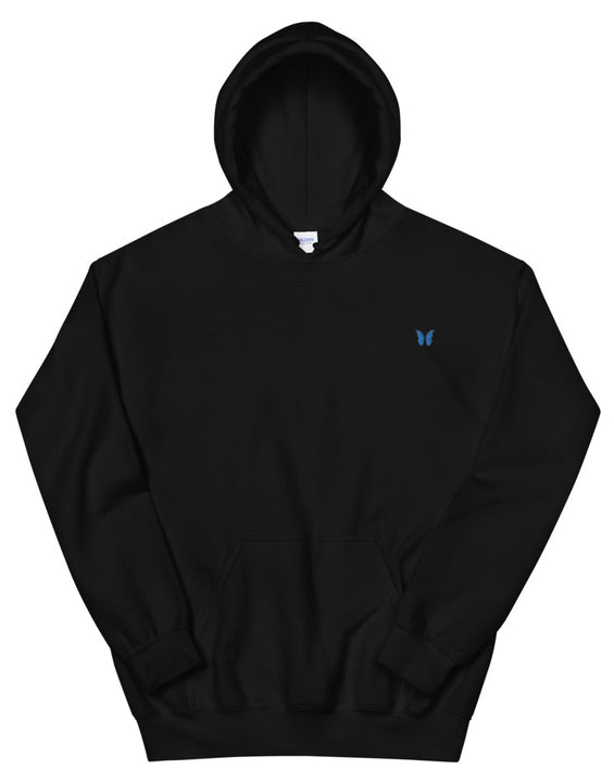 Blue Butterfly Embroidered Hoodie