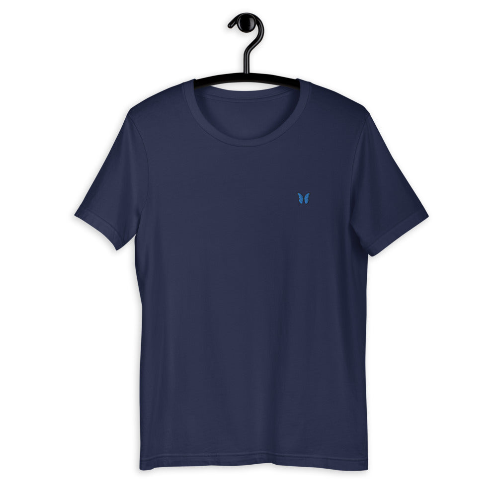 Blue Butterfly Embroidered T-Shirt