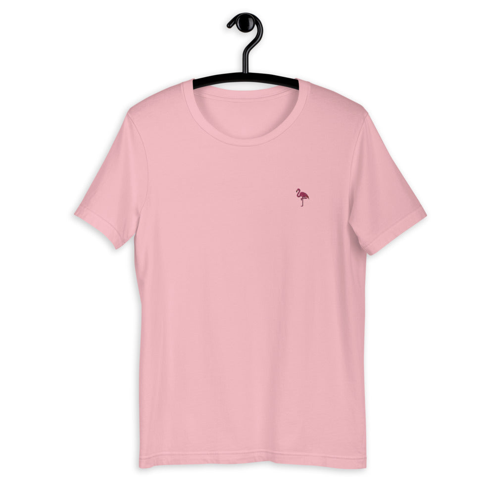 Pink Flamingo Embroidered Unisex T-Shirt