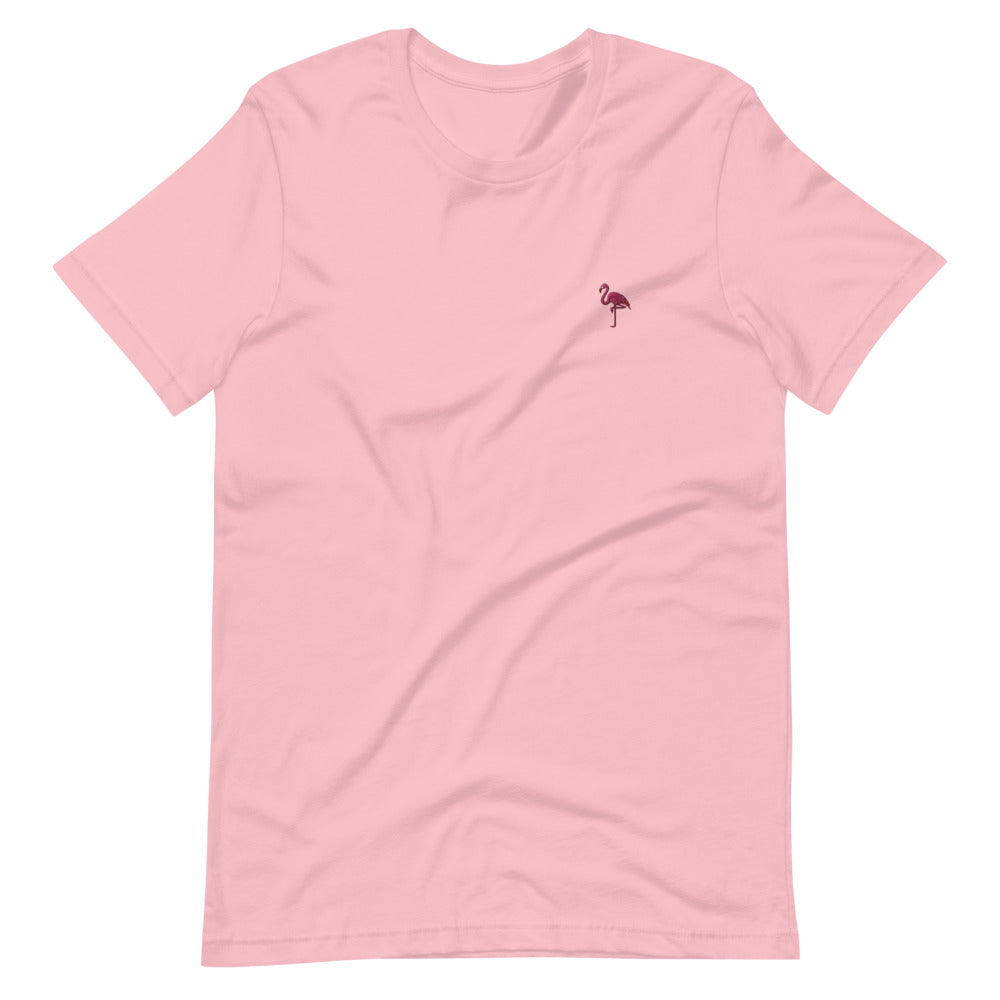 Pink Flamingo Embroidered Unisex T-Shirt